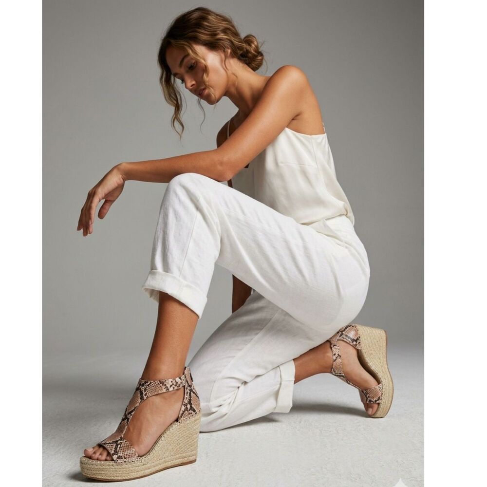 Kenneth Cole Wedge Sandal 7.5 Espadrille Boho Chic Resort Snakeskin Brown Olivia